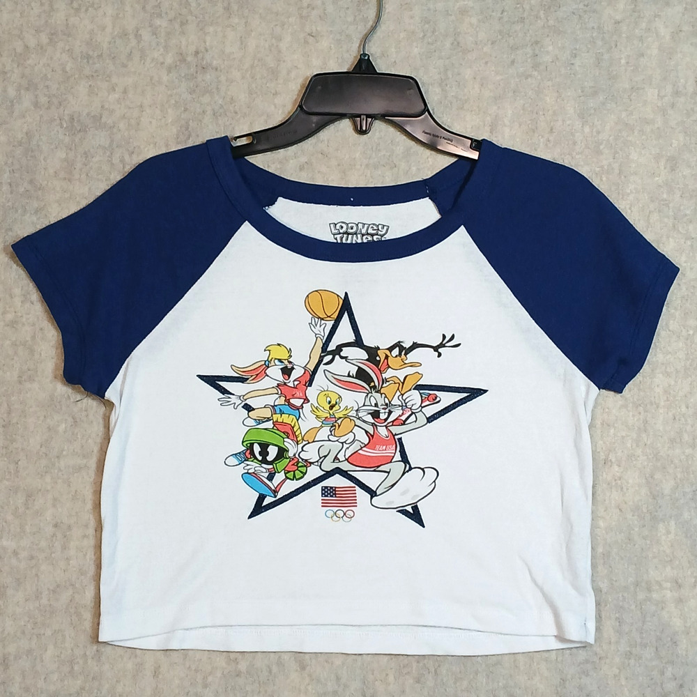 Looney Tunes USA Olympics Cropped Baby Baseball Tee LARGE by Freeze